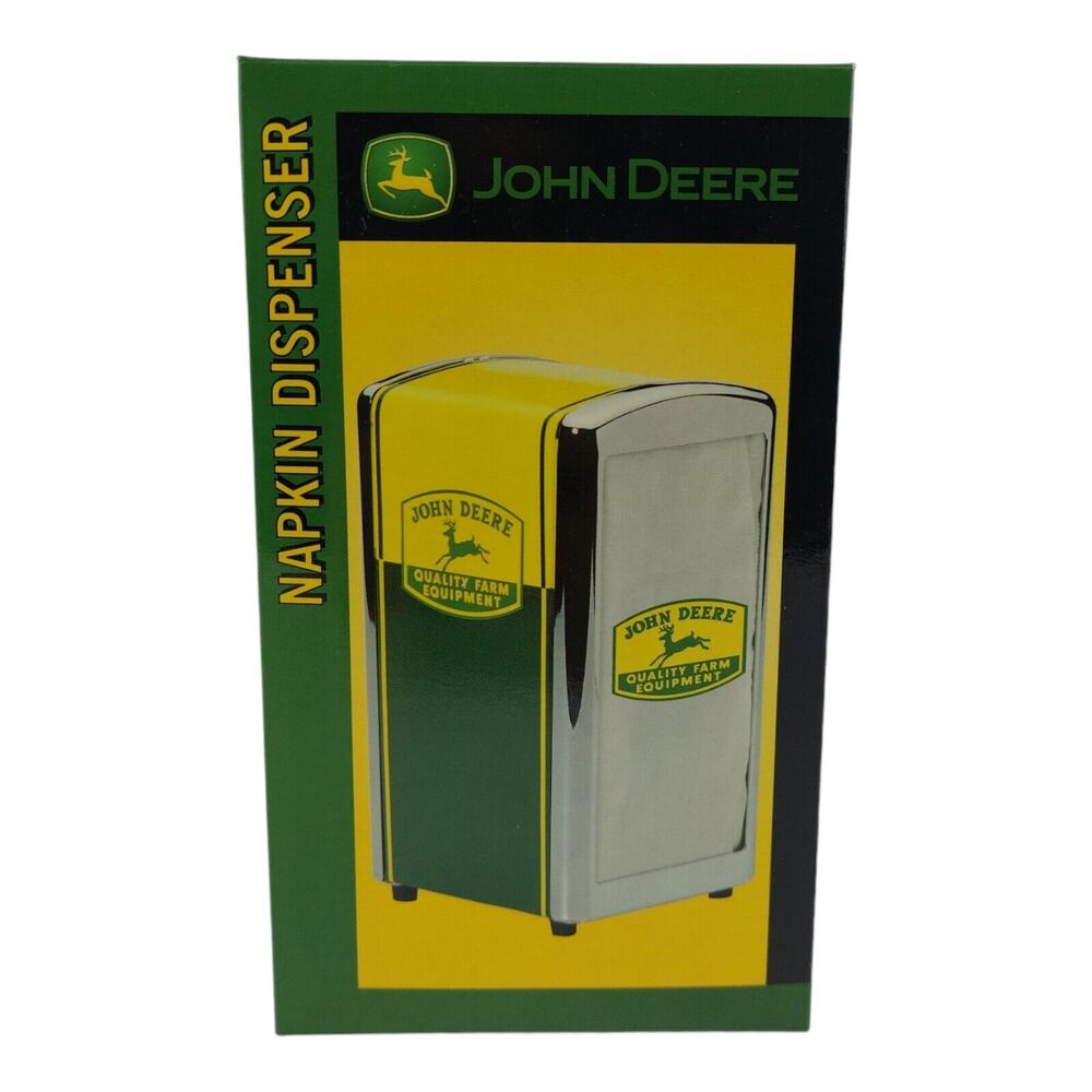 New John Deere Diner Style Metal Napkin Holder Dispenser 7-1/2” Retro Lot of 2